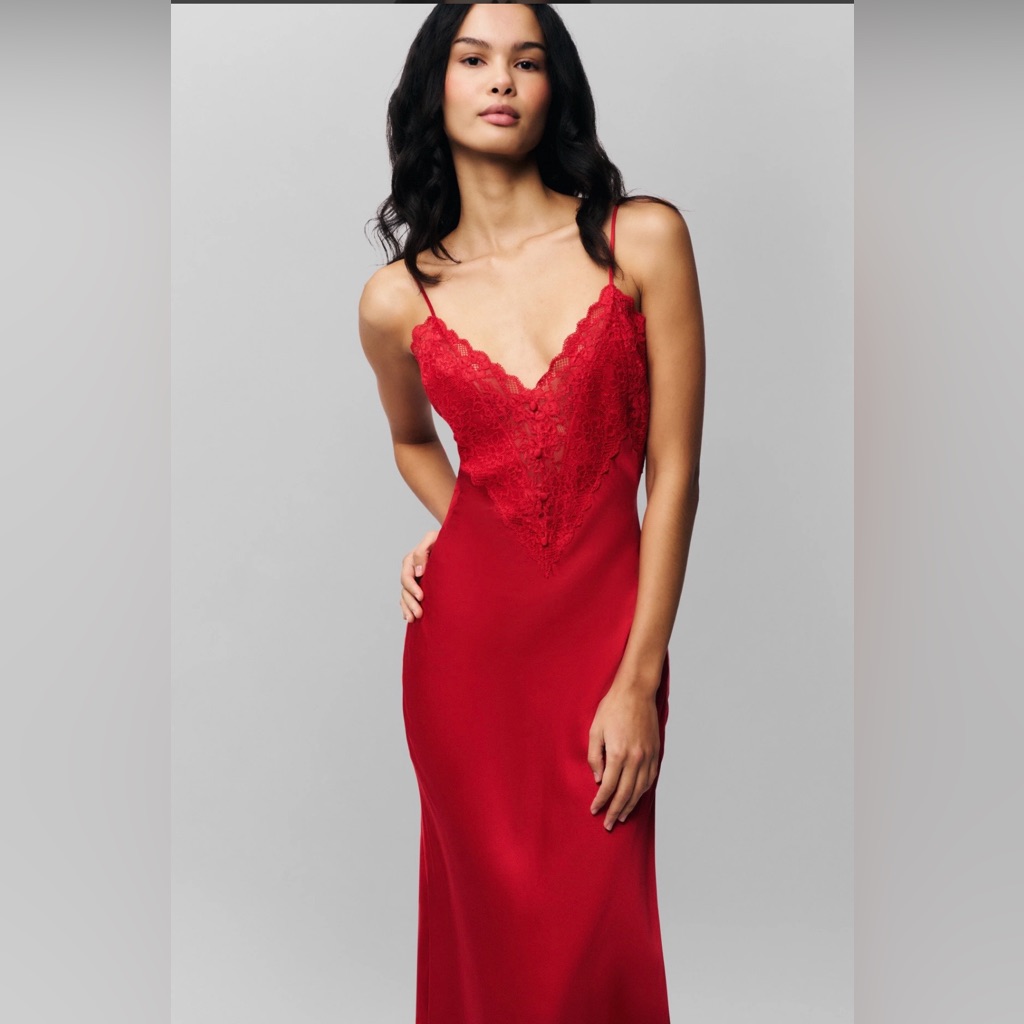 Danielle Guizio Red Lace Chemise